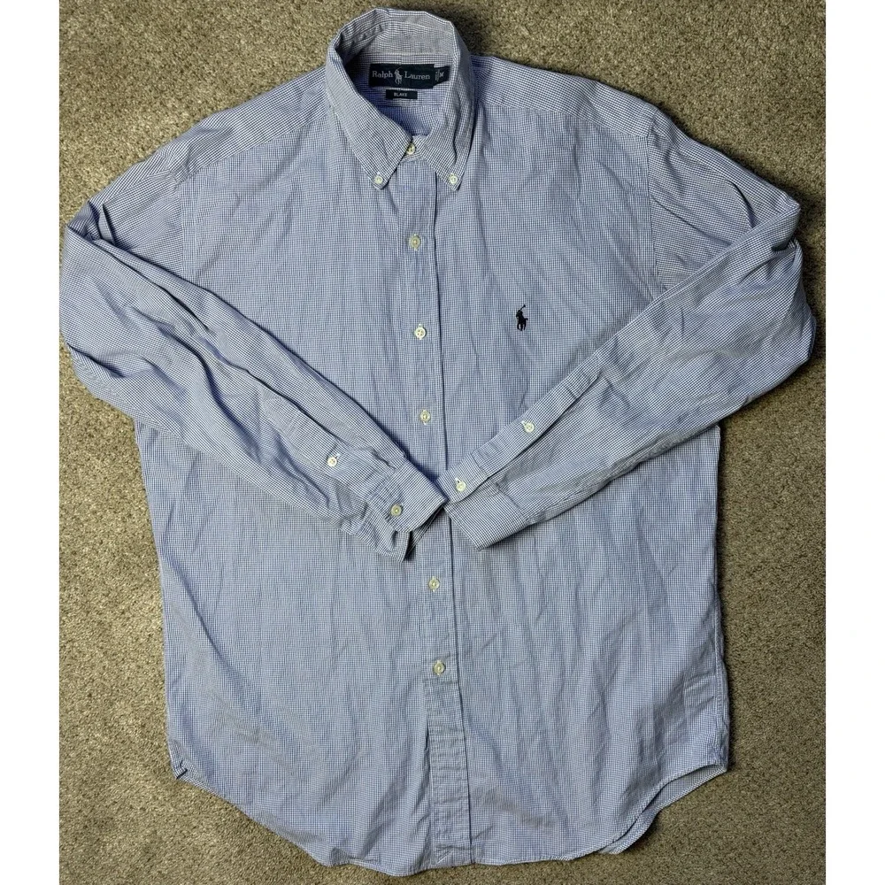 Polo Ralph Lauren Mens Blake Medium Long Sleeve Button Up Shirt Gingham Plaid
